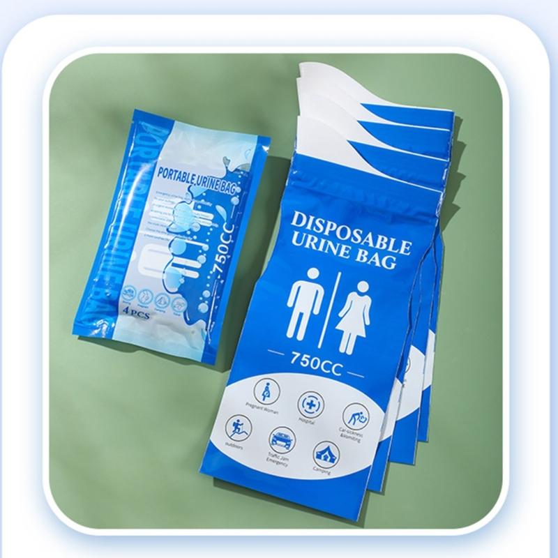4Pcs Outdoor Emergency Urine Bags Unisex Disposable Urinal Bags 750ML Camping Pee Bags for Road Trip Camping Hiking