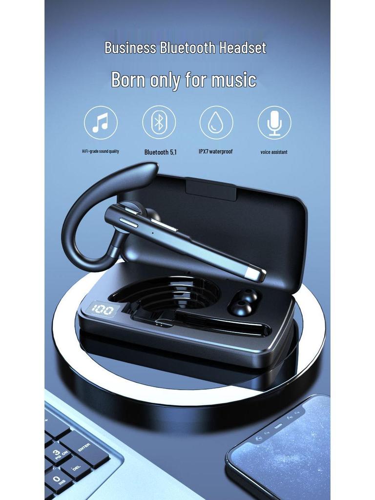 YYK-520 Bluetooth Business Headset: Single-Ear, Over-Ear Design with 5.4 HD Call, Noise Reduction & Extended Battery Life