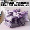 3Pcs Duvet Cover Set Without Core 1 Quilt Cover + 2 Pillowcases Soft And Machine Washable Purple Skull Floral Print Bedding Set