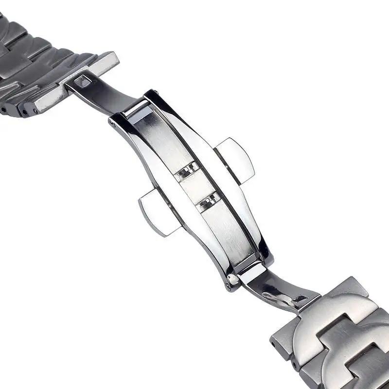 Solid Stainless Steel Watch Strap for Panerai Luminor PAM441 PAM111 Series 22mm 24mm Arc Interface Solid Metal Silver Watchbands