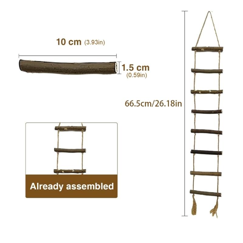 2Pcs Handmade Wooden Ladder Hanging Ornament with Twine Rope for Indoor and Outdoor Christmas Festival Decoration
