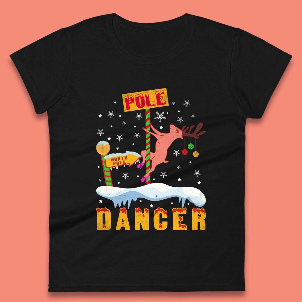 North Pole Dancer Christmas Womens T-Shirt Mens Tops Tees Unisex