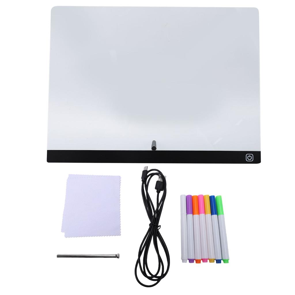 LED Drawing Board 17 Inch Multifunctional Scratch Proof Acrylic Dry Erase Board with Bracket and 7 Markers