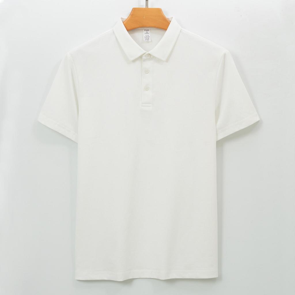 260g Baumwolle Polo Kurzarm Herren T-Shirt Langes Samt Baumwolle Fleckenfreies Oberteil Kragen Polo Oberteil