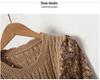 Trendy Autumn/Winter Korean Style Slimming Patchwork Tie-Up Knit Long Dress with Corduroy Floral Print
