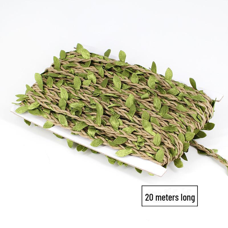 10m DIY Rattan Green Leaves with Hemp Rope for Kindergarten Decor