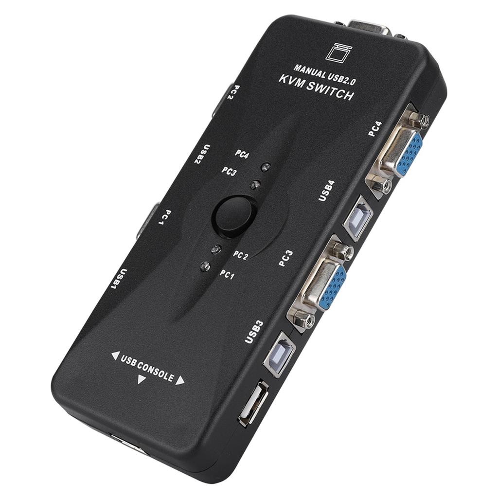 4 Port USB 2.0 KVM VGA SVGA Monitor Hub Computer Switch Box Adapter Devices for PC Keyboard Mou