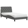Bed With Mattress, Dark Gray, 100X200 Cm, Upholstered