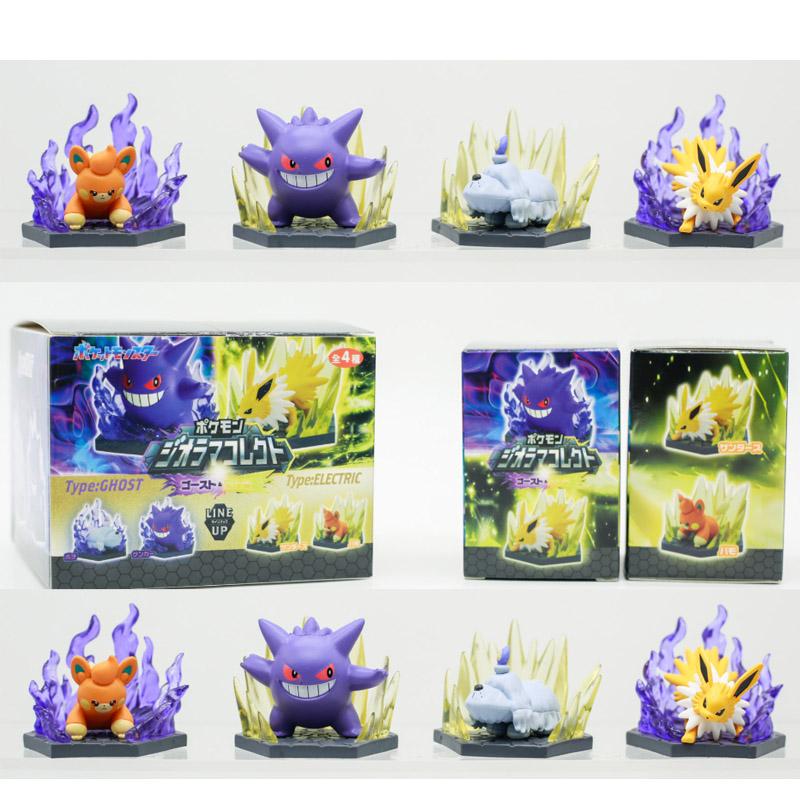 Anime Pokemon Gengar Jolteon Greavard Pawmi Action Figure Attribute Battle Scene Blind Box Toys Collection Ornaments Kids Gifts