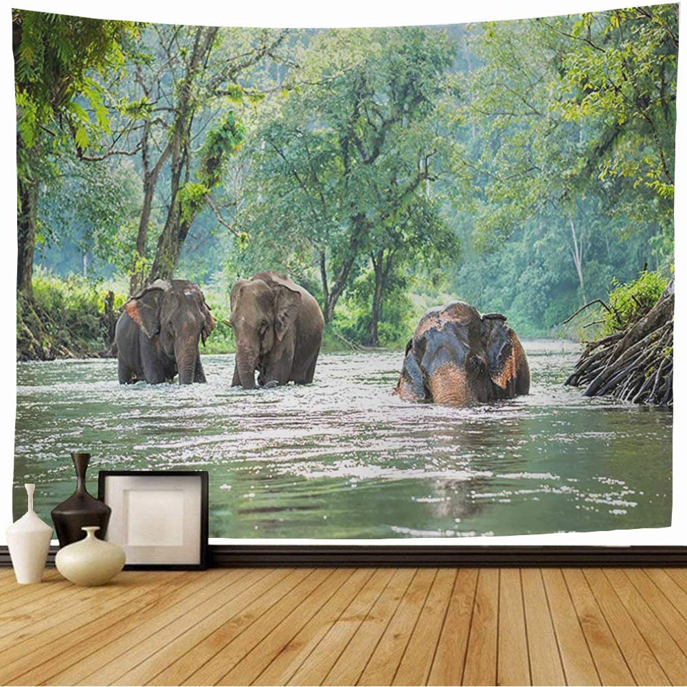 Гобелен с рисунком дикой природы в прериях африканского слона для дома — фото 4