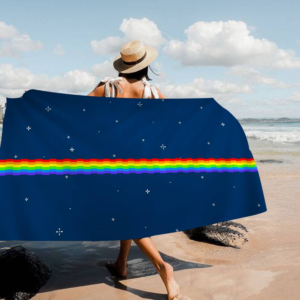 Cartoon N-Nyan Cats Cute Microfiber Printed Beach Towel Mountain Climbing Yoga Beach Swimming Running Absorbent Soft Towel