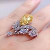 Mikroinställd Zirkon Vattendroppe Högkolsstål Diamant Krona Ring För Kärlek Lyxig Ljus Seiko Gul Diamant Öppen Ring Kvinnor