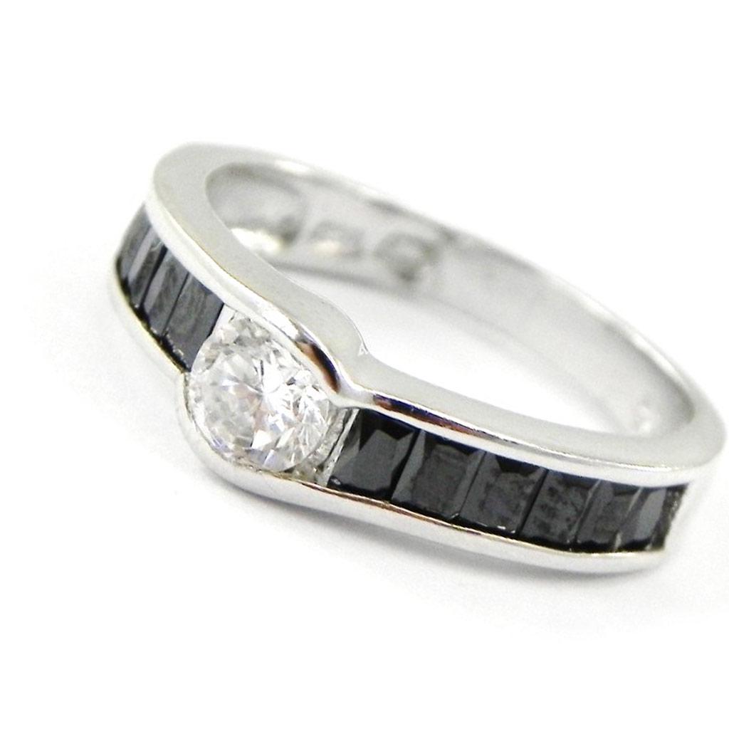 Silver Ring 'Romy' Black White Silver (rhodium) - 6 Mm