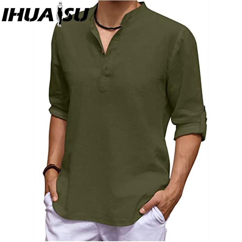 

IHUASU Футболка из хлопка, мужская модная свободная рубашка с принтом, сострадательная рубашка XXXL армия зеленый