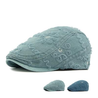 Summer Hat Women's Beret British Vintage Progressive Hat Lace Sequins Peaked Cap Painted Hat