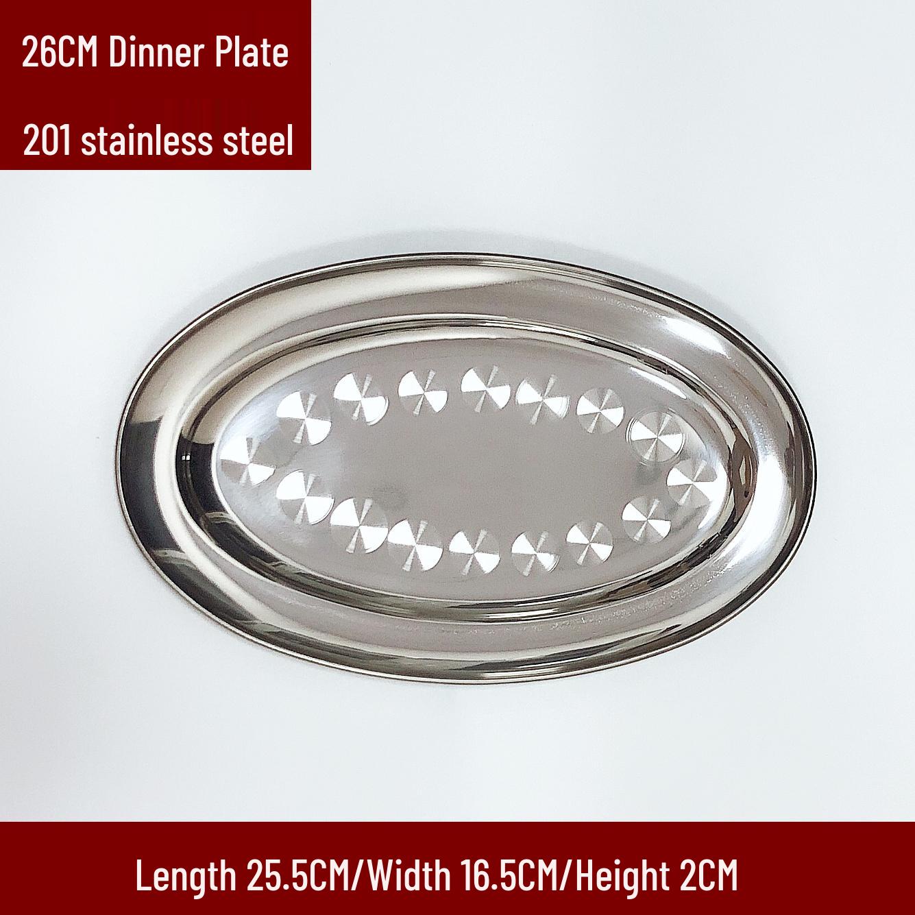 

304 Stainless Steel Oval Steamed Fish and Barbecue Plate – Thickened, Egg-Shaped Dish for Commercial or Household Use. 40CM