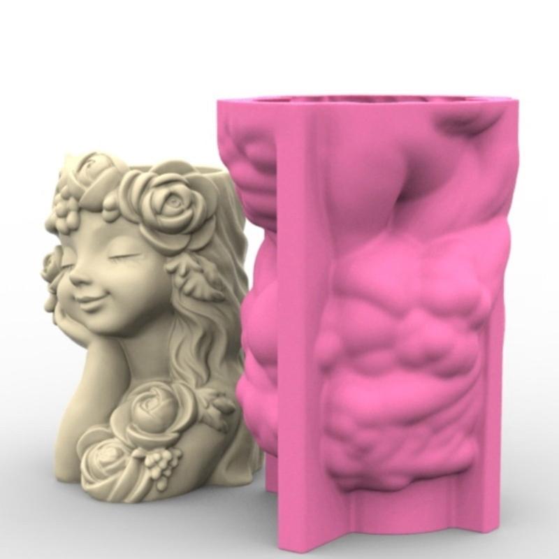 Decorative Silicone Planter Mold Creative Gardening Tool For Handmade Cement Pots Resin Casting And Crafting Projects