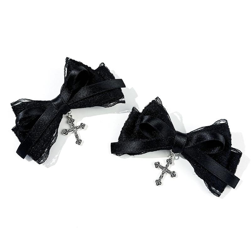 1/2Pcs Gothic Hair Clip Exquisite Hair Accessories For Women Girls Personalized Sweet Cool Cross Bow Hair Clip Gifts