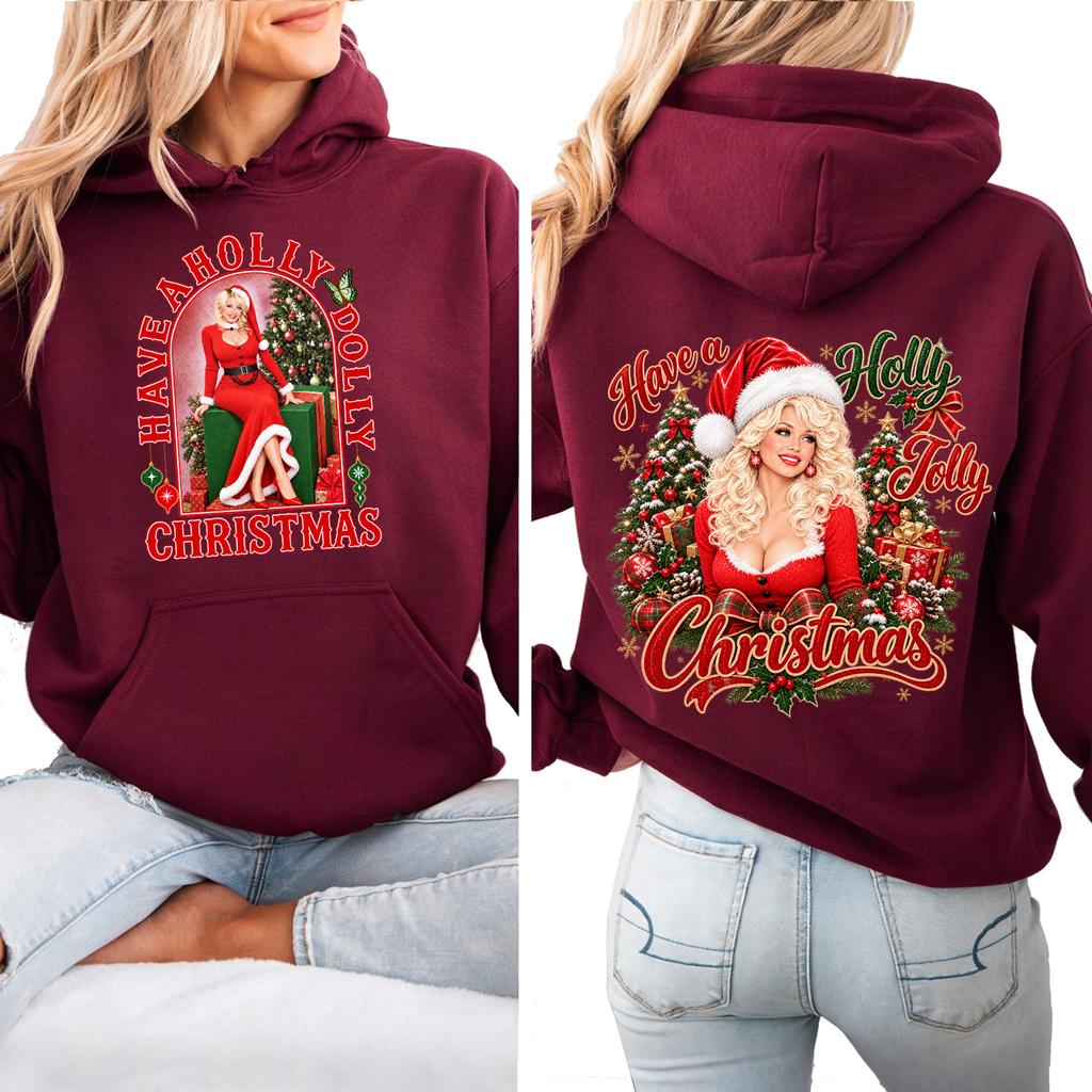 Dames Kerstmis Lichtgewicht Lange Mouwen Geprint Met Capuchon Pullover Sweatshirt