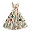 Women's Fashion Casual Christmas Print Sexy Off-the-shoulder Punk Retro Dress
