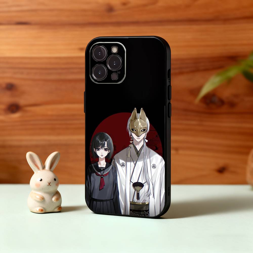 Mr. Masked Fox and the Female Student Phone Case For iPhone17,16,15,14,13,12,Plus,Pro Max, 5G Others Soft Black Cover