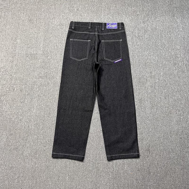 RogueWave New Jeans Kiváló Minőségű Nyomtatott Hímzés Egyenes Szabású Farmer Fekete Nadrág Férfi Farmer Nyomtatás Trend Street Wear Farmer Férfi