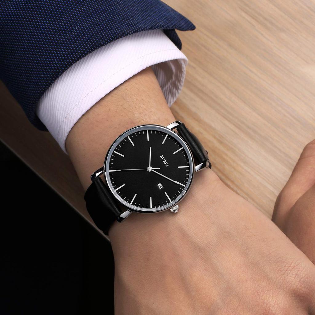 BUREI Men's Waterproof Analog Business Milanese Mesh Watch Date 17 Stylish Popular