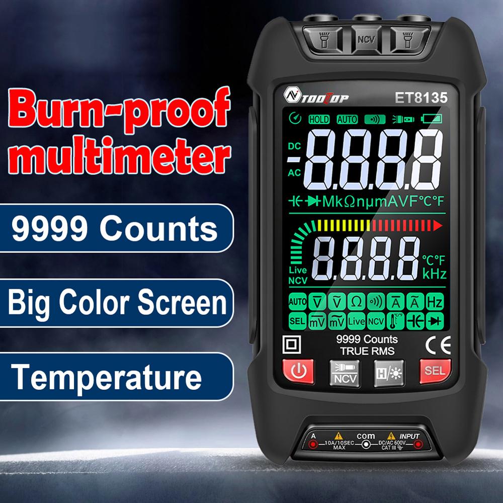 9999Counts Digital Multimeter Display Handheld Multimeter NCV Noncontact Sensing Professional Voltage Current Capacitance Tester