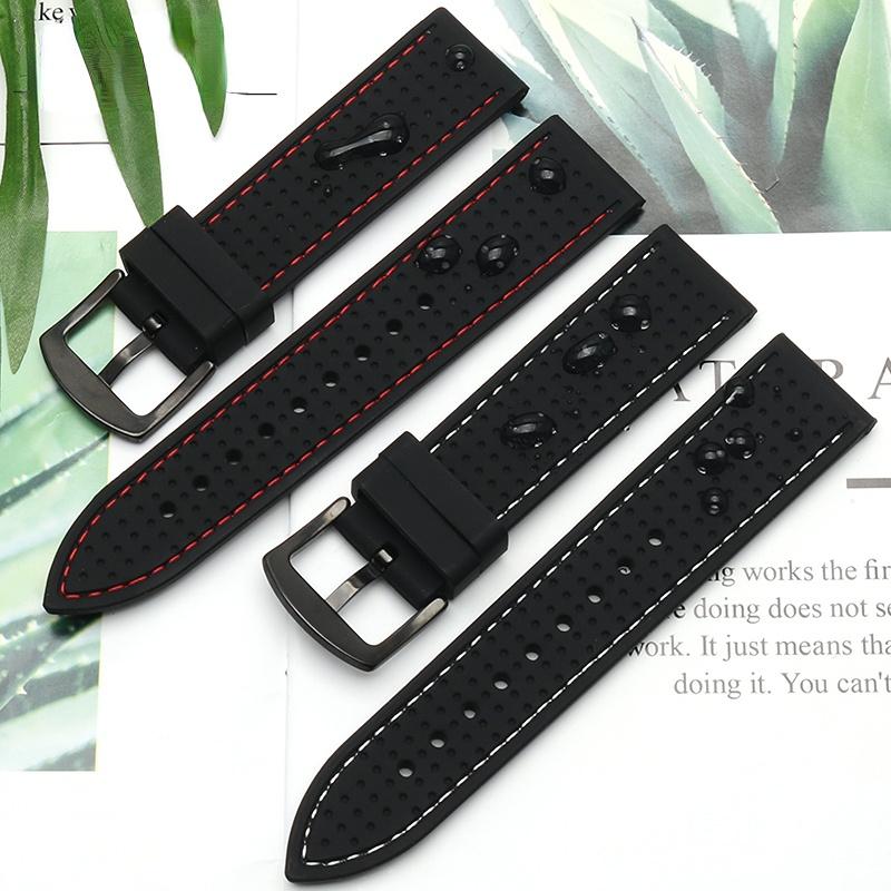 New Breathable Silicone Sports watchBand 18mm 20mm 22mm 24mm For Any Watch Rubber Wrist Strap Soft Waterproof Men's Accessories