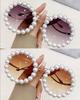 Pearl Round Framed Sunglasses Ins Stylish Wavy Leg Gradient Sunglasses UV400