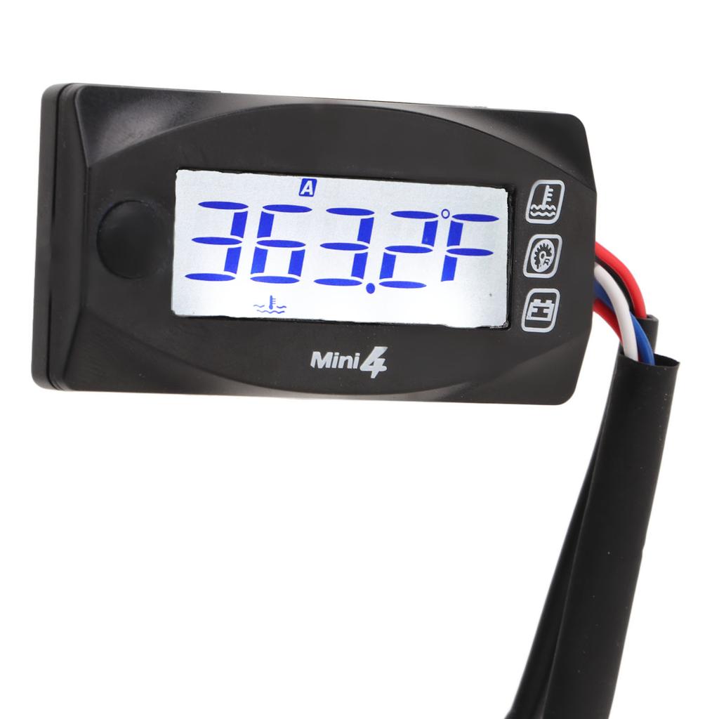 4 In 1 Motorcycle Thermometer LCD Digital Oil Temperature Time Voltage Speed Display Meter DC12V