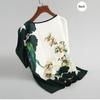 Women Silk Satin Blouses Plus Size Batwing Sleeve Vintage Print Floral Blouse Ladies Casual Short Sleeve Tops