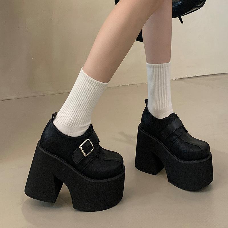 

11CM Platform Shoes for Women Height Increasing Chunky High Heel Women s Pumps Wedges Ladies Punk Style Zapatillas De Mujer 40 чорний