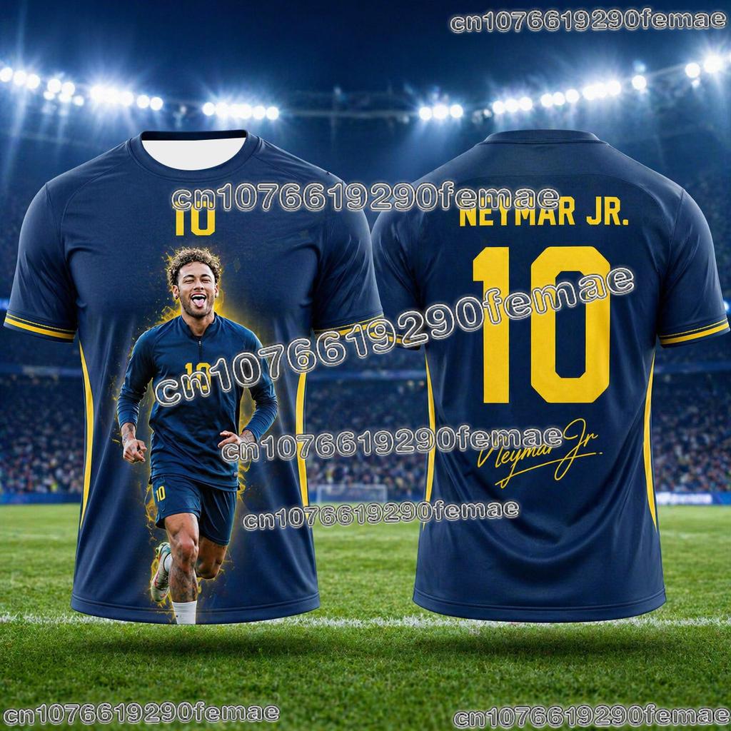 Nieuw Trendy Neymar Voetbalshirt 3D Geprint Ademend Zomers Sportshirt Voor Fans Buiten Voetbaltraining En Dagelijks Gebruik