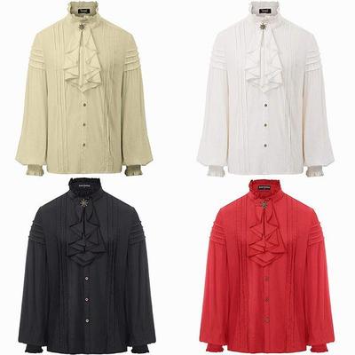 Herren Piraten Mittelalter Hemden Männer Rüschen Steampunk Gothic Kostüm Cosplay Renaissance Viktorianisches Hemd Wikinger Tops