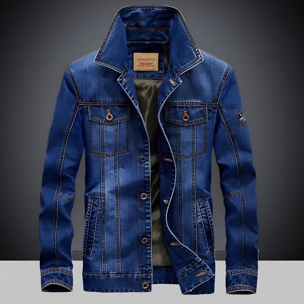 Autumn Denim Cotton-padded Jacket Men's Lapel Cotton-padded Jacket Warm Jacket Jacket Men's Loose Large Size