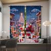Set Of 2 Christmas Santa Claus Tree Pattern Printed Curtains Decorations Home Room Made Polyester