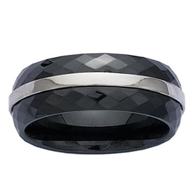 Silver Ring 'Peaceful' Silver Ceramic (rhodium) - 8 Mm