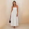 European and American Off-the-shoulder Beach Skirt New Sleeveless Suspender Polka Dot Long Dress Casual Dress