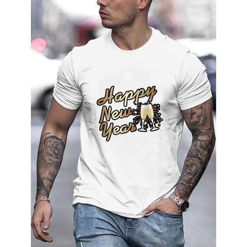 

European Size Men s Breathable Casual Fashion T-Shirt - Summer Collection, Stretchy & Comfortable with Unique Print Design, Round Neck 4XL білий
