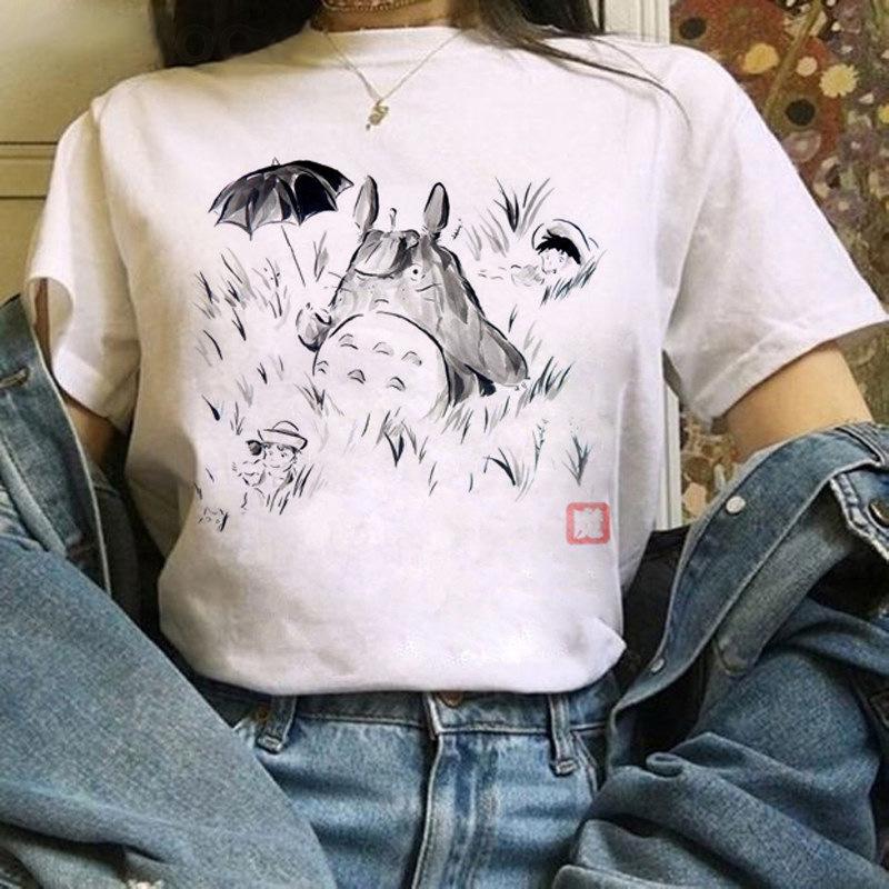 Cartoon Totoro Anime Series Printing, Summer Campus Large Size Men's and Women's Short Sleeve Anime T-shirt