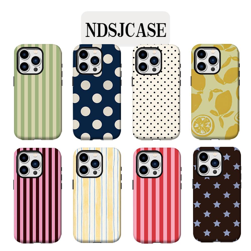 Luxury Polka Dots Phone Case for iPhone 17 16 15 14 13 12 11 X XS XR XSMAX 7 8 Air Pro Max Plus Luxury Double-layer Back Cover