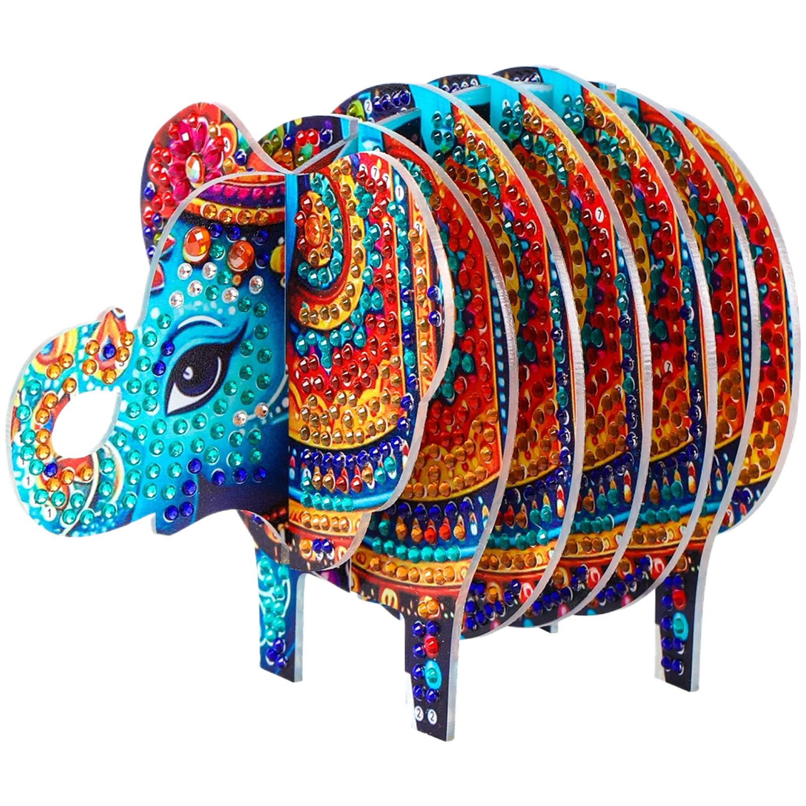 5D DIY Animal Pattern Diamond Painting Art Coaster Kit with Holder Rhinestone Gem Art Coaster Beginner Gemstone Art Craft Gift