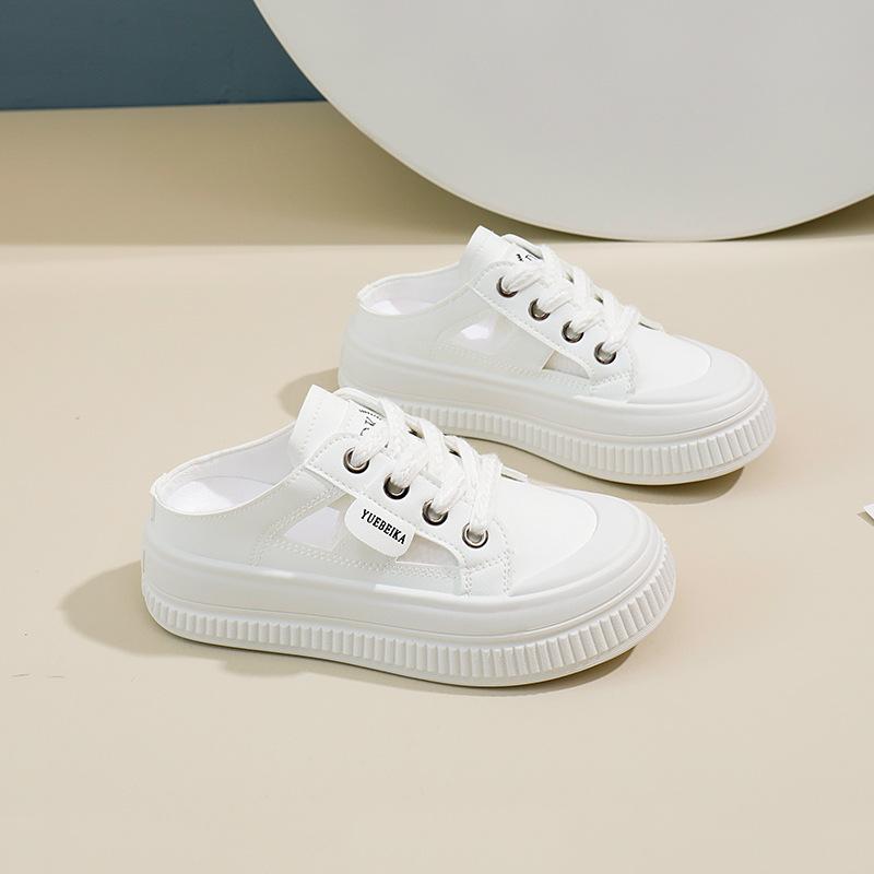 

Закрытые полутапочки для женщин Уличная обувь Летние новые повседневные белые туфли без застежек для женщин 40 белый