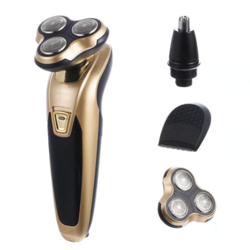 

Бритва три в одном, бритва с несколькими головками, многофункциональная машинка для стрижки волос в носу и носу с вилкой стандарта США, зарядный кабель 220 В золотой