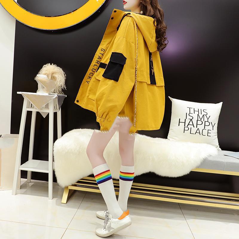Cool Black Work Jacket Harajuku Streetwear Hoodie Women Vintage Ulzzang Autumn Boyfriend Patchwork Jacket