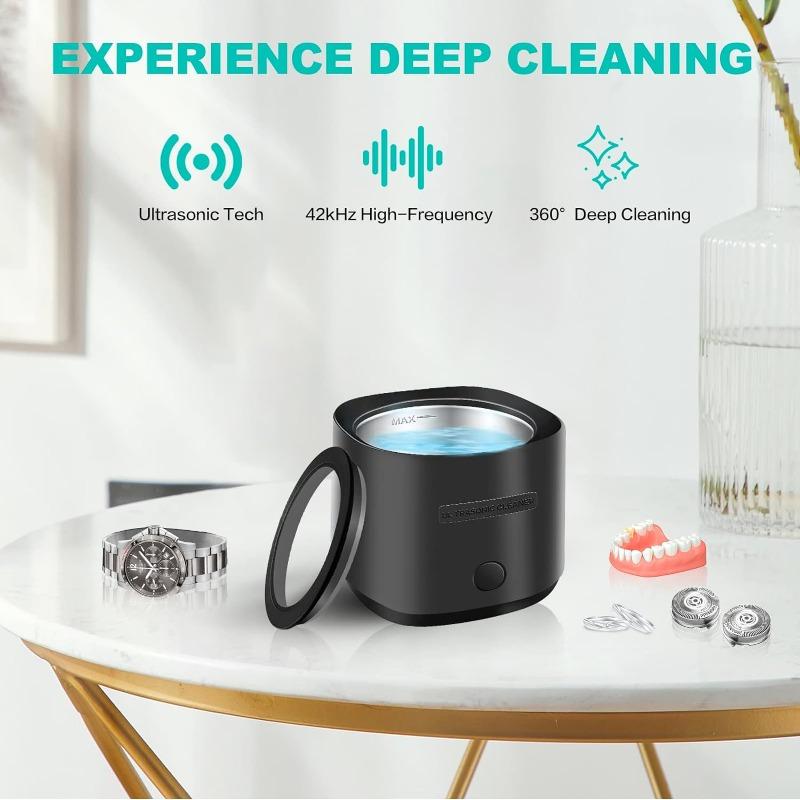 Ultrasonic Cleaner for Dentures, Retainer, Mouth Guard, Aligner, Toothbrush Head, 42kHz Ultrasonic Jewelry Cleaner, 180ML Portable Ultrasonic Retainer