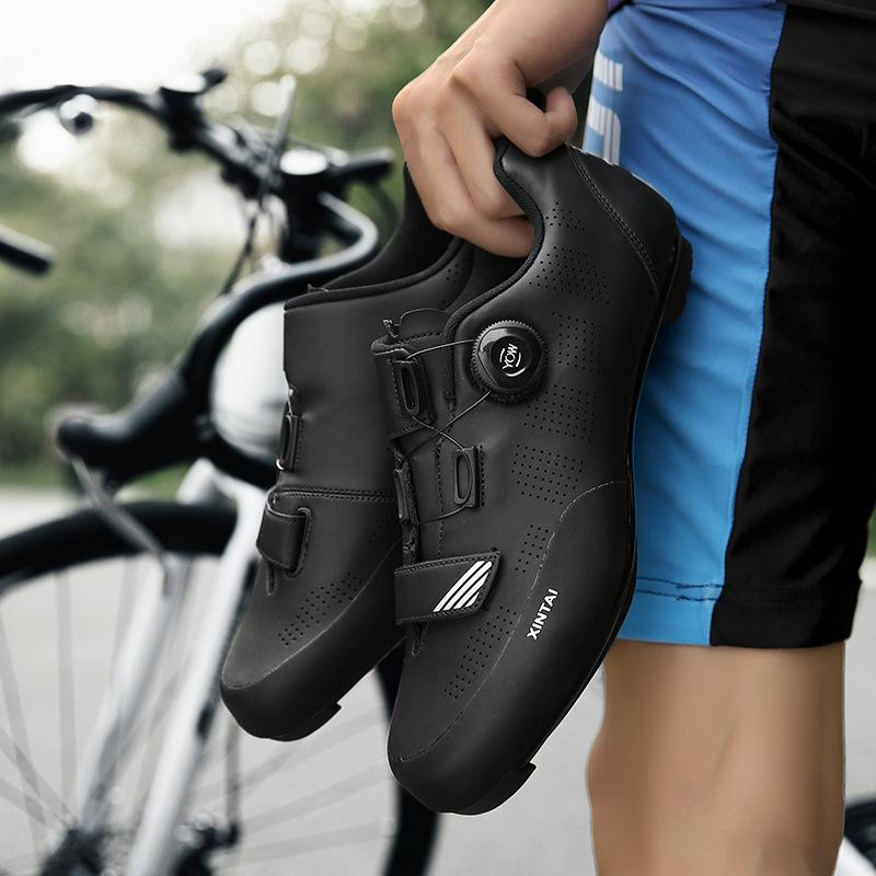 Outdoor Cycling Shoes Breathable Bicycle Shoes Men'S And Women'S Rotating Buckle Mountain Lock Highway Lock Unlocked Leather Surface