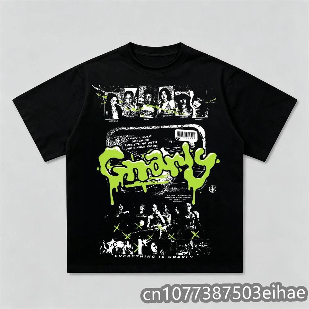 Unisex Casual Graphic Tshirt Oneck Short Sleeve Gothic Y2k Top Unisex Unisex Funny Print Katseye TShirt Streetwear