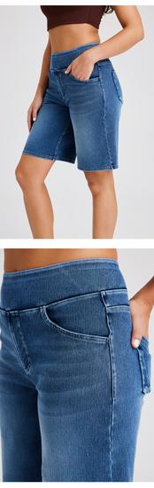 Cross-Border Cat Ear Denim High Waist Slimming Shorts with Multi-Pockets - Women's Casual Fitness Style